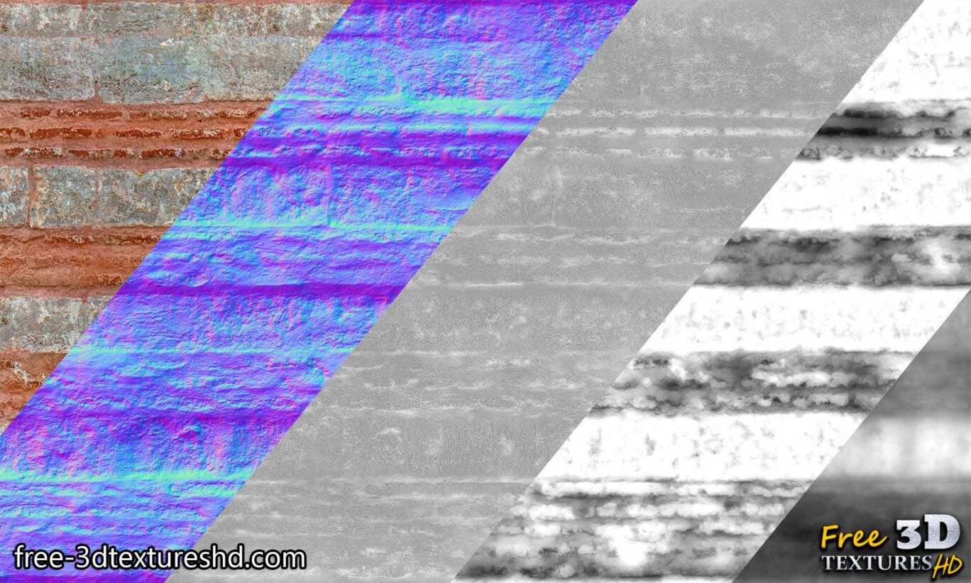 Matériau pbr vieux mur de briques texture libre haute résolution pierre rouge téléchargement