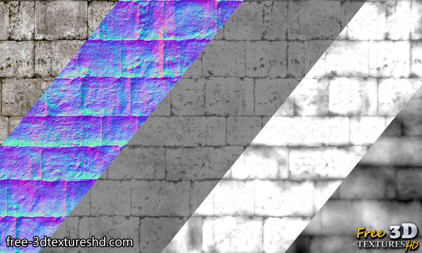 Vieux mur de briques avec des pierres grises télécharger une texture 3D gratuite haute résolution