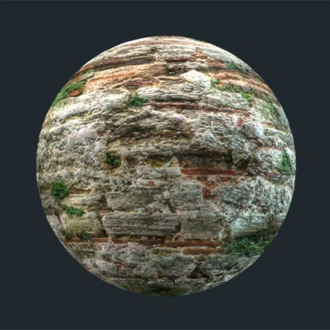 Vieux mur de briques avec herbe télécharger une texture 3d haute résolution 4k