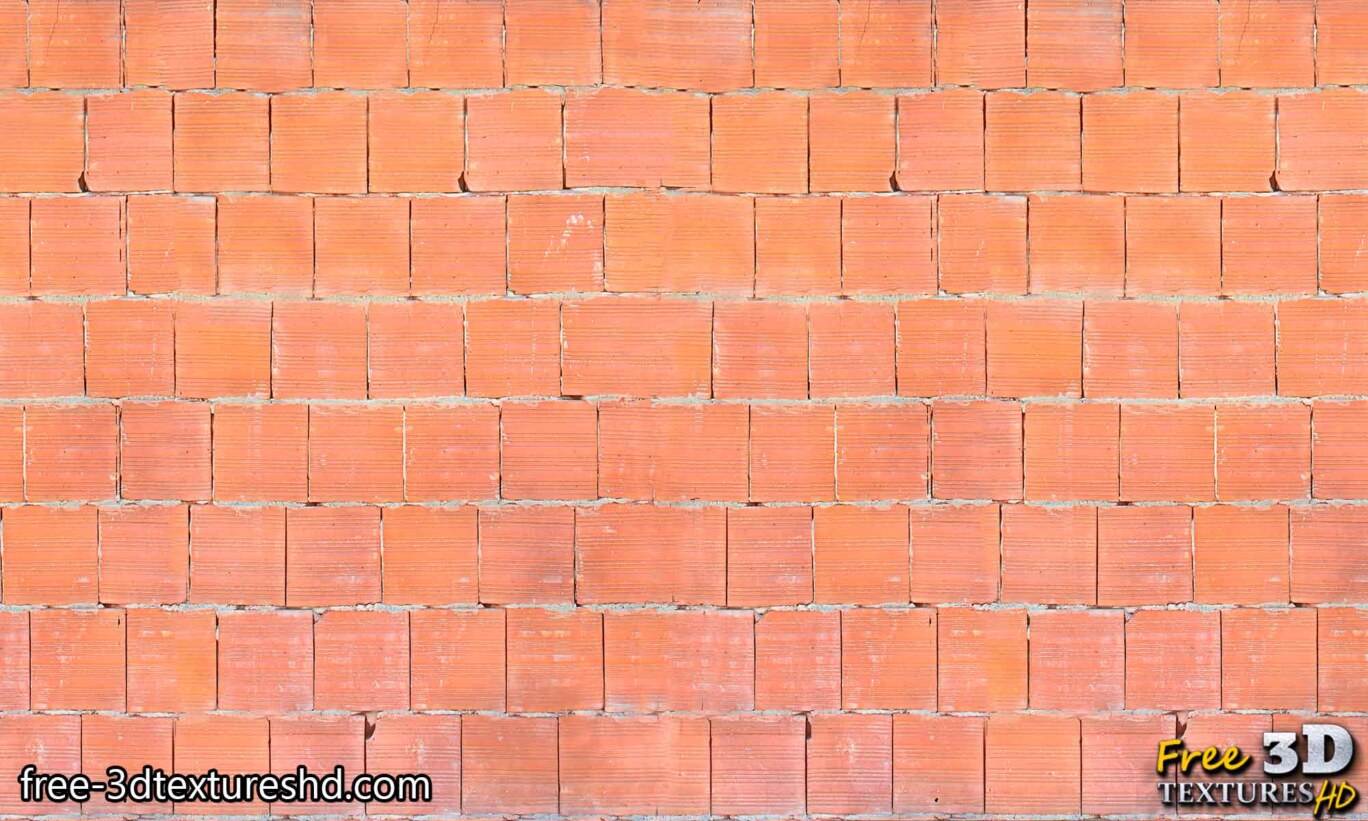 Grand mur de briques rouges avec du ciment, téléchargement gratuit de texture transparente haute résolution 4k