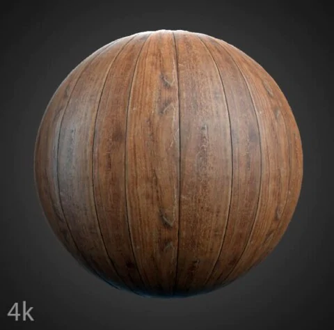 Old brown natural wood floor plank 3D texture, seamless PBR material. High-resolution 4K. Free download.