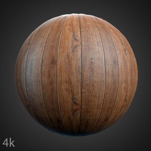 Old brown natural wood floor plank 3D texture, seamless PBR material. High-resolution 4K. Free download.
