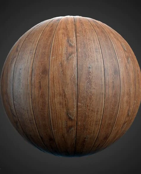 Old brown natural wood floor plank 3D texture, seamless PBR material. High-resolution 4K. Free download.