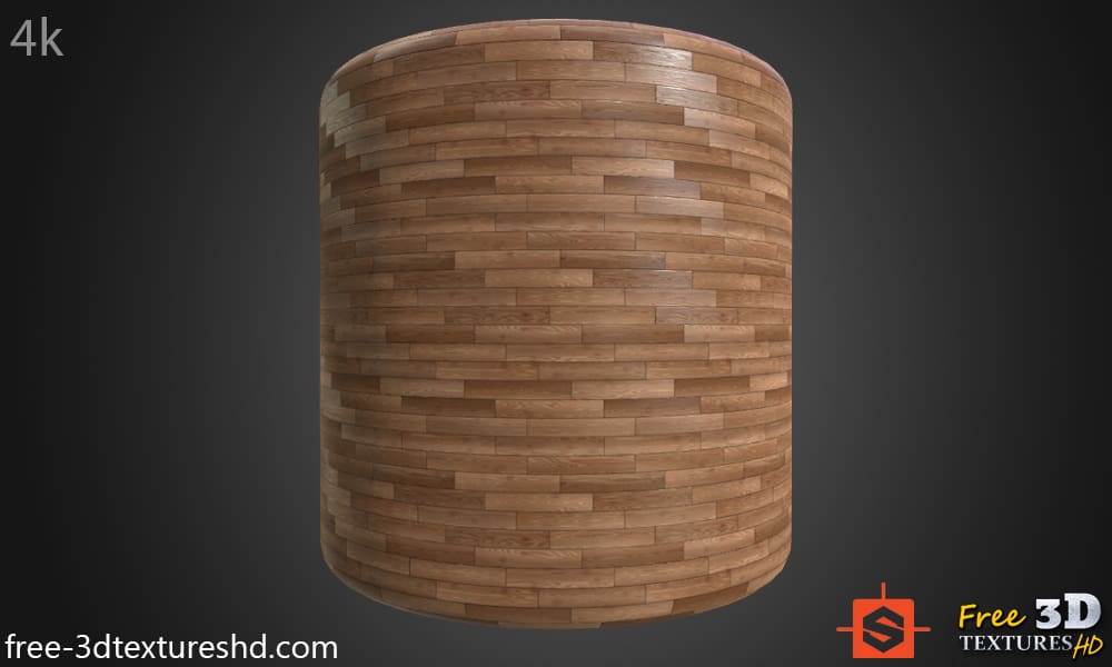 Texture de parquet en bois, matériau PBR sans couture. Haute résolution, prêt à l'emploi. Téléchargement gratuit en formats 4K et HD.