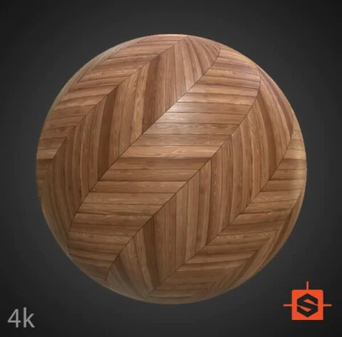 Herringbone wood parquet floor seamless texture in PBR format. Substance ready. Free High-resolution, 4K HD download.