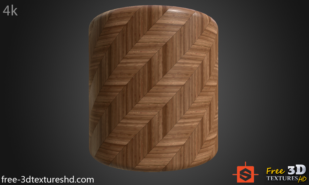 Texture sans couture de parquet en bois à chevrons au format PBR. Prêt pour Substance. Téléchargement gratuit en haute résolution, 4K HD.