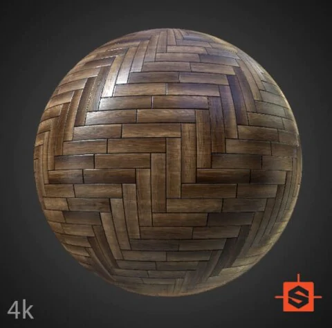 Dark wood parquet floor texture, seamless PBR material. High-resolution, substance ready. Free 4K HD download.