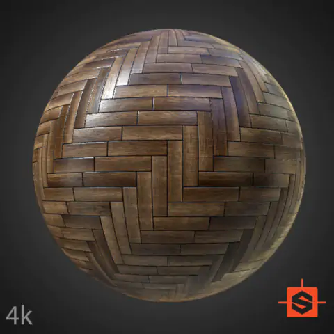 Dark wood parquet floor texture, seamless PBR material. High-resolution, substance ready. Free 4K HD download.