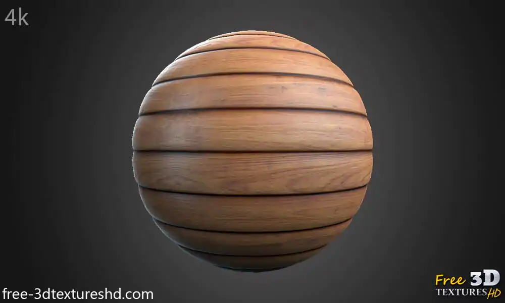 Natural brown wood floor plank 3D texture, seamless, PBR material. High-resolution 4K HD. Free download.