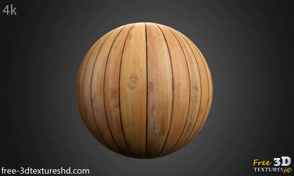 Old natural wood floor plank 3D texture, seamless PBR material. High-resolution 4K HD. Free download.