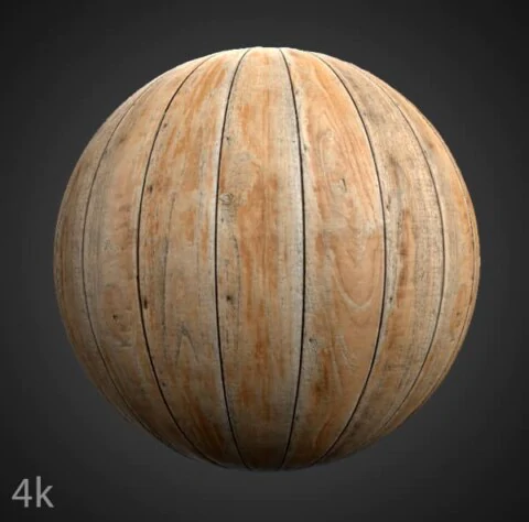 Old natural wood floor plank 3D texture, seamless PBR material. High-resolution 4K HD. Free download.