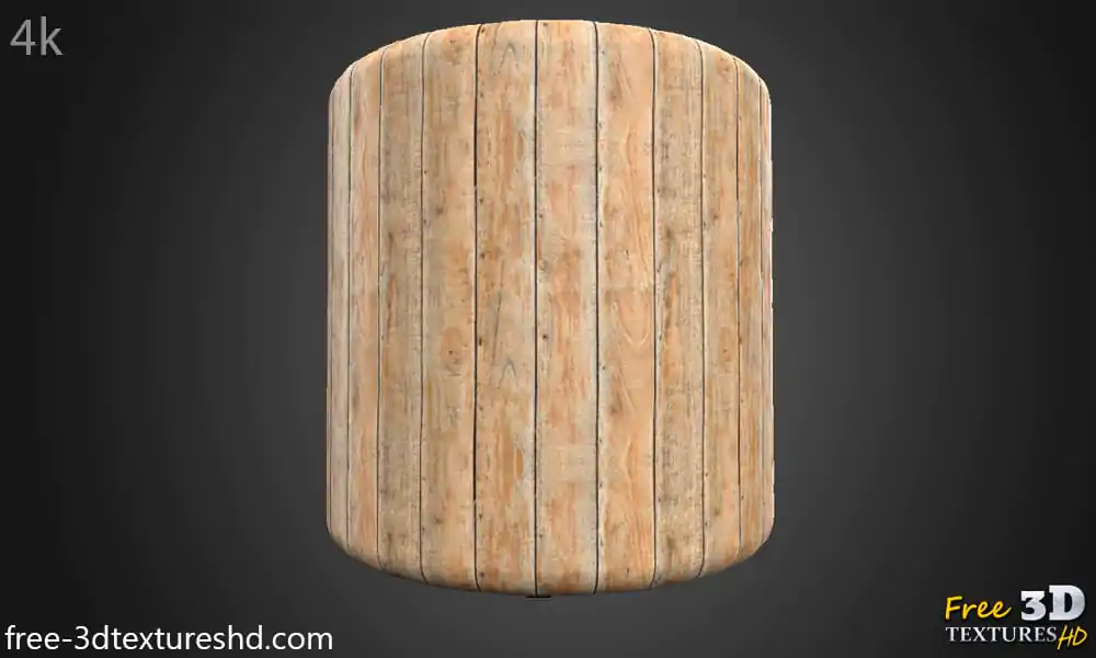 Old natural wood floor plank 3D texture, seamless PBR material. High-resolution 4K HD. Free download.