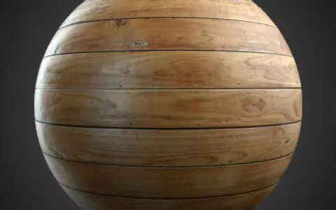 Planche de plancher en vieux bois brun texture 3D, sans couture, matériau PBR. Haute résolution 4K HD. Téléchargement gratuit.