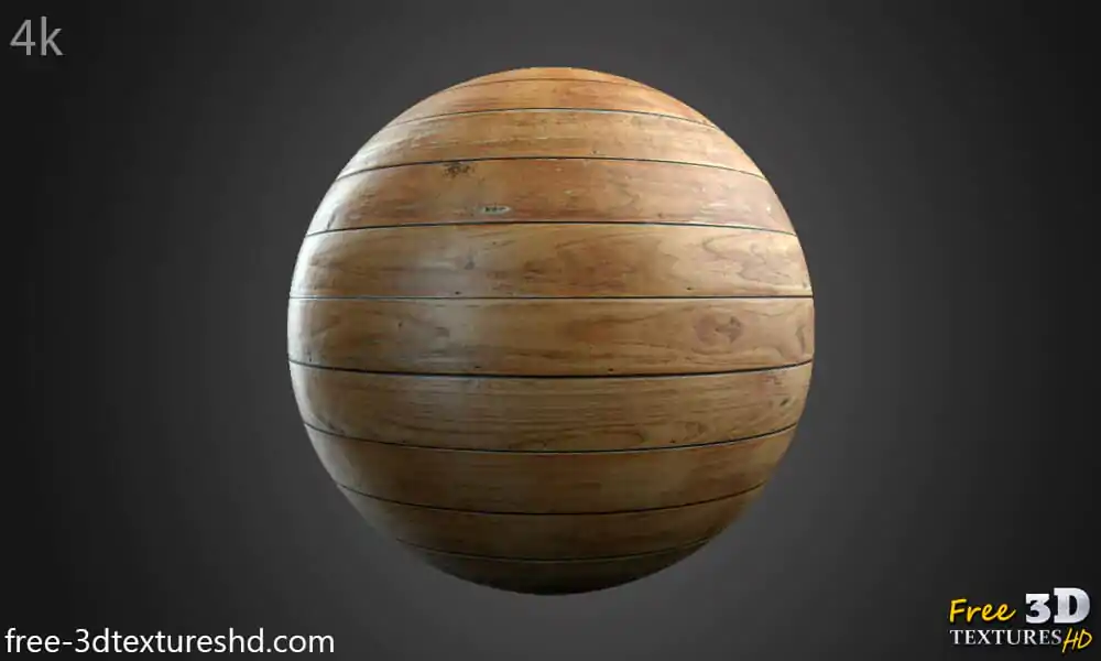 Old brown wood floor plank 3D texture, seamless, PBR material. High-resolution 4K HD. Free download.