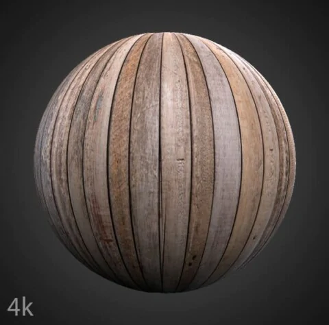 Old wood floor plank 3D texture, seamless, PBR material. High-resolution 4K. Free download.