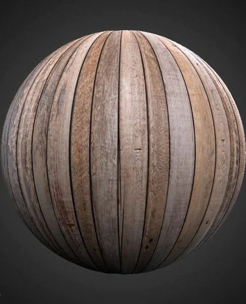 Old wood floor plank 3D texture, seamless, PBR material. High-resolution 4K. Free download.