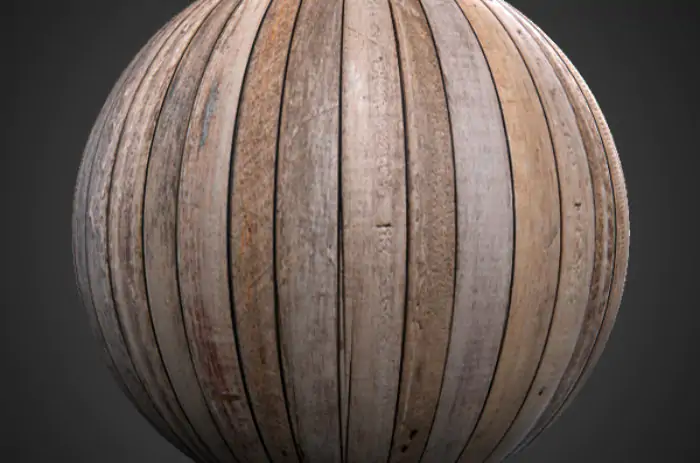 Old wood floor plank 3D texture, seamless, PBR material. High-resolution 4K. Free download.