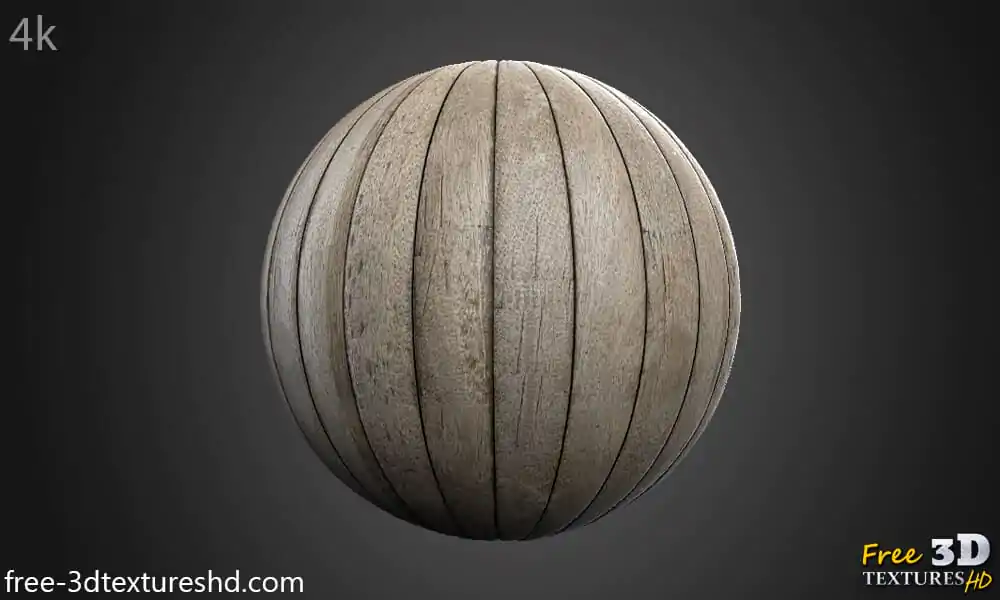 Old wood floor plank 3D texture, seamless, PBR material. High-resolution 4K HD. Free download.