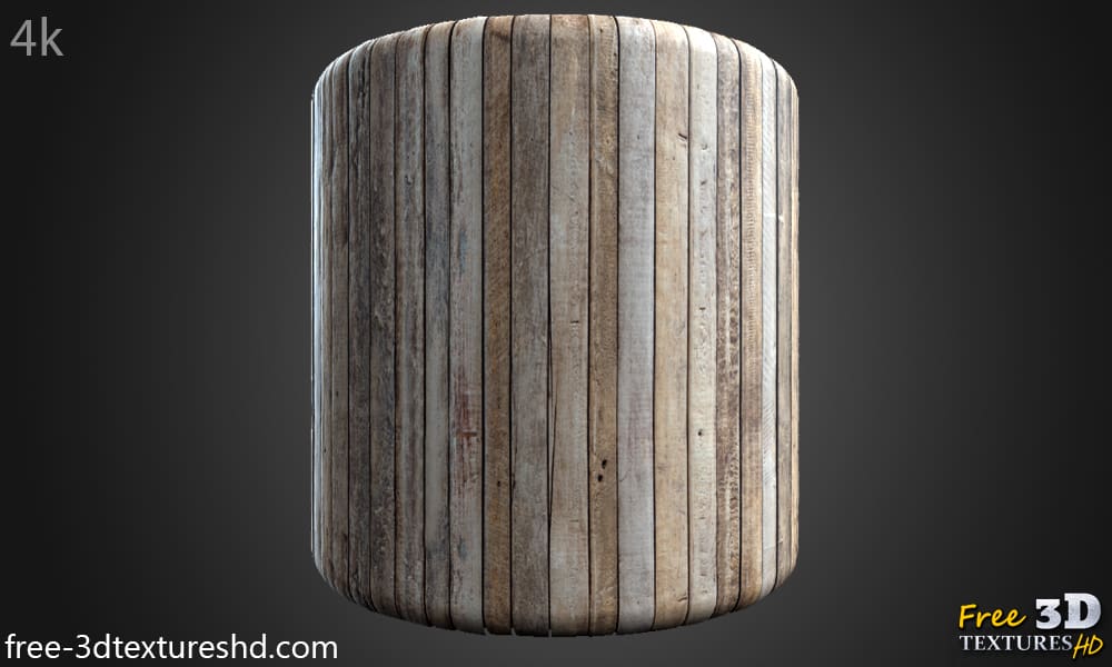 Texture 3D de plancher en bois ancien, sans couture, matériau PBR. Haute résolution 4K. Téléchargement gratuit.