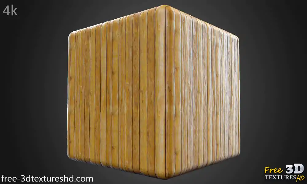 Wood floor plank 3D texture, seamless PBR material. High-resolution 4K. Free download.