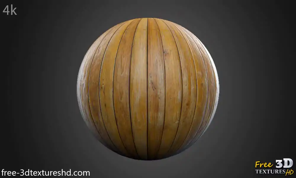 Natural wood floor plank 3D texture, seamless PBR material. High-resolution 4K HD. Free download.