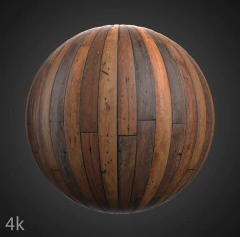 Brown wood floor plank 3D texture, seamless PBR material. High-resolution 4K HD. Free download.