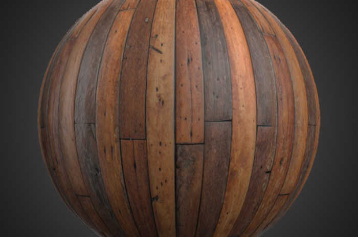Texture 3D de plancher en bois brun, matériau PBR sans couture. Haute résolution 4K HD. Téléchargement gratuit.