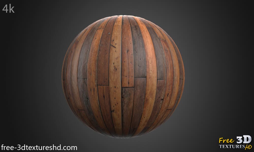 Texture 3D de plancher en bois brun, matériau PBR sans couture. Haute résolution 4K HD. Téléchargement gratuit.