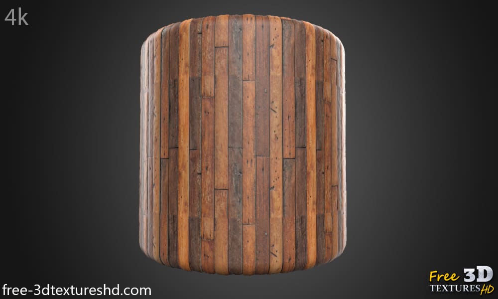 Texture 3D de plancher en bois brun, matériau PBR sans couture. Haute résolution 4K HD. Téléchargement gratuit.