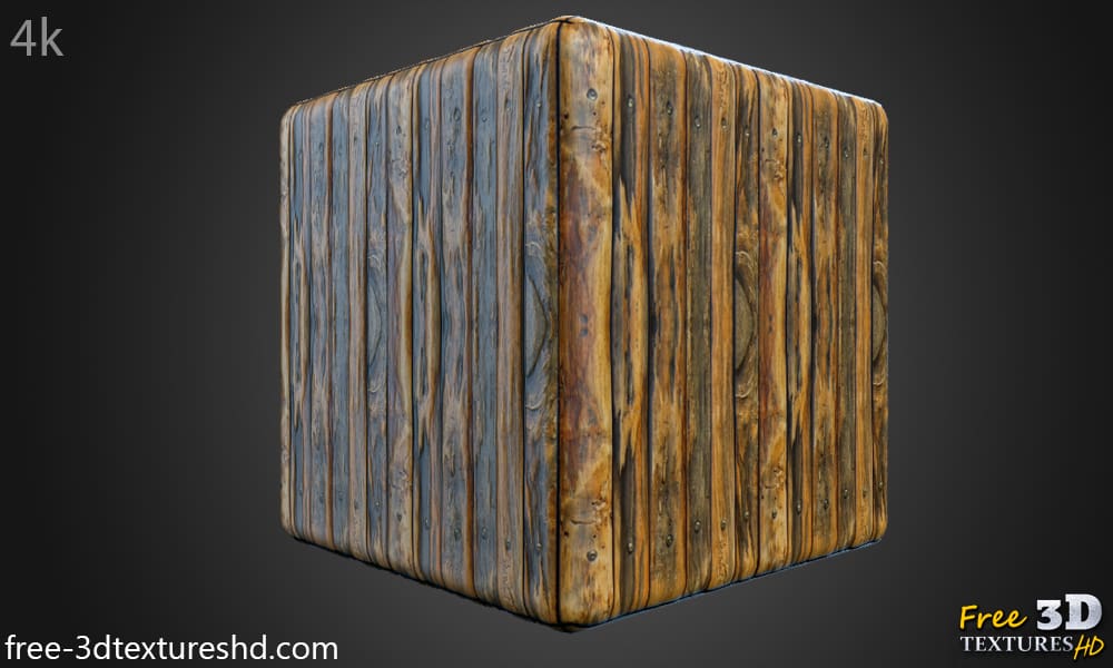 Texture 3D de plancher en bois ancien, sans couture, matériau PBR. Haute résolution 4K HD. Téléchargement gratuit.