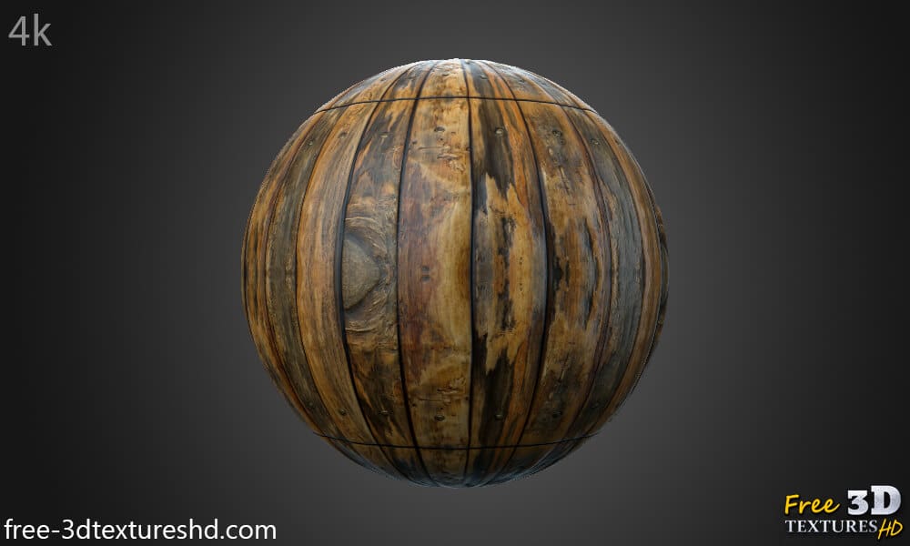 Texture 3D de plancher en bois ancien, sans couture, matériau PBR. Haute résolution 4K HD. Téléchargement gratuit.