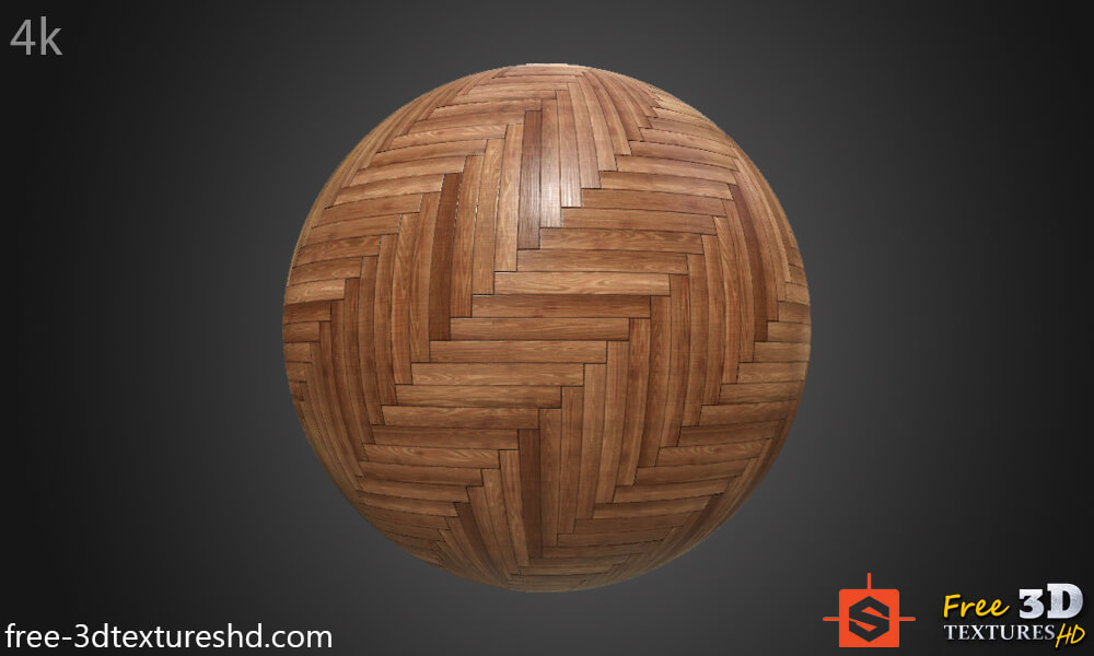 Texture sans couture de parquet en bois à chevrons au format PBR. Prêt pour Substance. Téléchargement gratuit en haute résolution, 4K HD.
