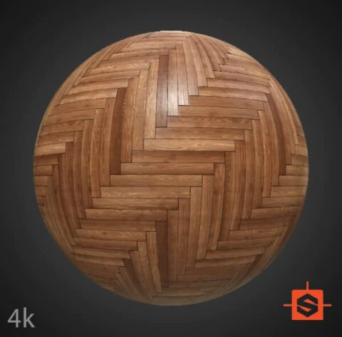 Herringbone wood parquet floor seamless texture in PBR format. Substance ready. Free High-resolution, 4K HD download.