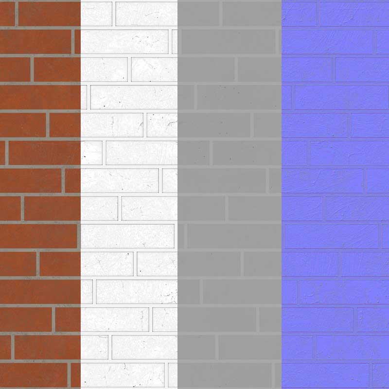 Texture de mur de briques avec ciment, matériau PBR. Téléchargement haute résolution, 4K et HD disponible. Gratuit pour une utilisation commerciale.