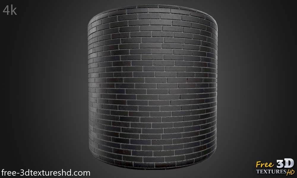 Format de matériau PBR pour mur de briques noires modernes. Substance prête. Téléchargement gratuit en haute résolution en 4K HD.