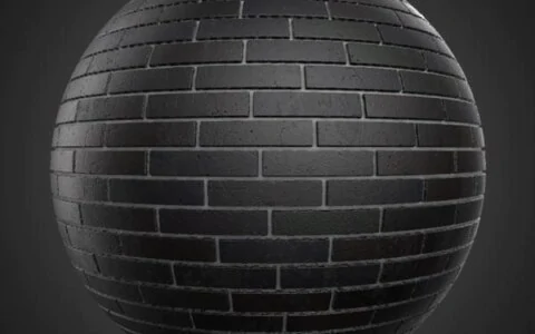 Modern Black Brick wall PBR material format. Substance ready. High-Resolution Free 4K HD download.