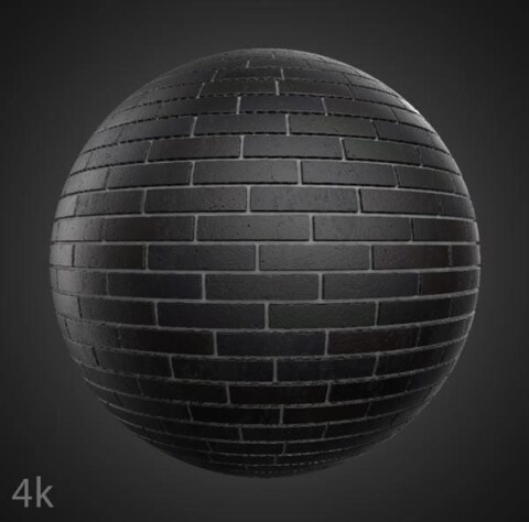 Format de matériau PBR pour mur de briques noires modernes. Substance prête. Téléchargement gratuit en haute résolution en 4K HD.