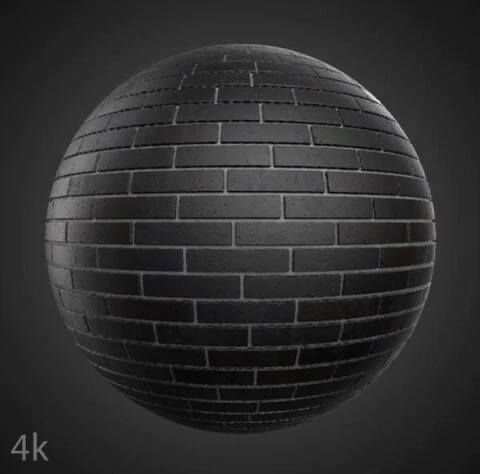 Modern Black Brick wall PBR material format. Substance ready. High-Resolution Free 4K HD download.