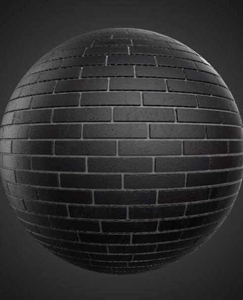 Format de matériau PBR pour mur de briques noires modernes. Substance prête. Téléchargement gratuit en haute résolution en 4K HD.