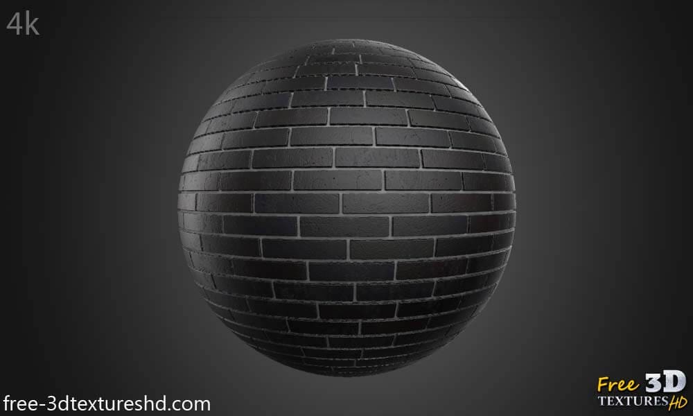 Format de matériau PBR pour mur de briques noires modernes. Substance prête. Téléchargement gratuit en haute résolution en 4K HD.