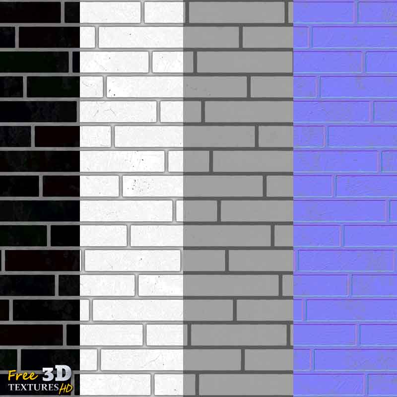 Format de matériau PBR pour mur de briques noires modernes. Substance prête. Téléchargement gratuit en haute résolution en 4K HD.