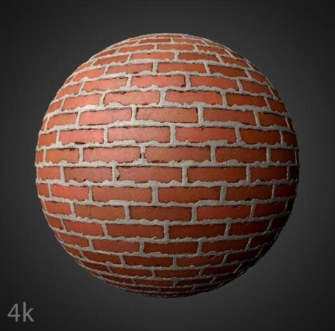 Texture de mur de briques avec ciment, matériau PBR. Téléchargement haute résolution, 4K et HD disponible. Gratuit pour une utilisation commerciale.