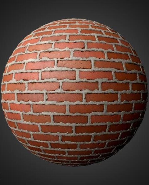 Texture de mur de briques avec ciment, matériau PBR. Téléchargement haute résolution, 4K et HD disponible. Gratuit pour une utilisation commerciale.