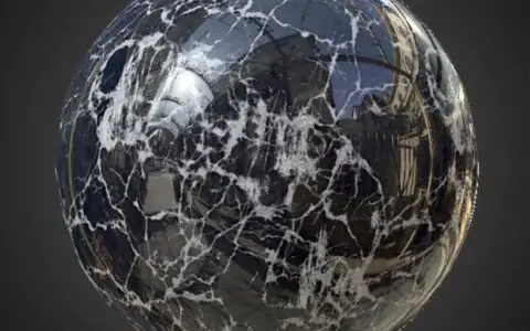 Matériau PBR en marbre noir réaliste pour une texturation détaillée des objets 3D. Textures haute résolution, HD et 4K incluses. Téléchargement gratuit.