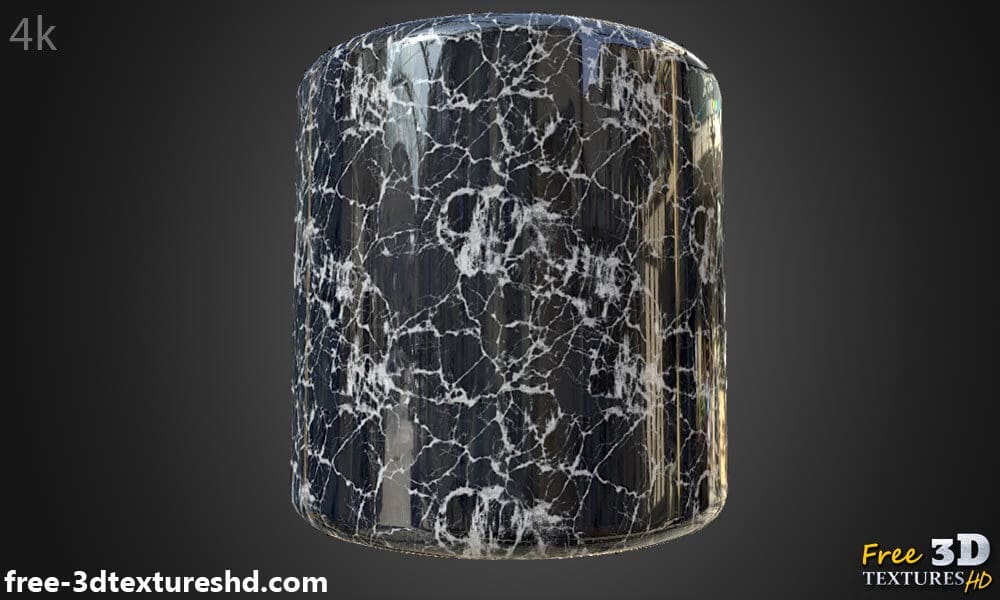 Matériau PBR en marbre noir réaliste pour une texturation détaillée des objets 3D. Textures haute résolution, HD et 4K incluses. Téléchargement gratuit.