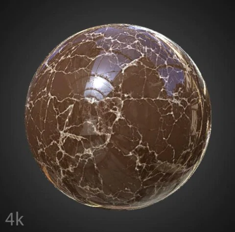 High-resolution, hyperrealistic brown marble PBR material with for detailed 3D object texturing. HD and 4K textures included. Free download.