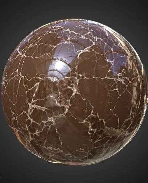 High-resolution, hyperrealistic brown marble PBR material with for detailed 3D object texturing. HD and 4K textures included. Free download.