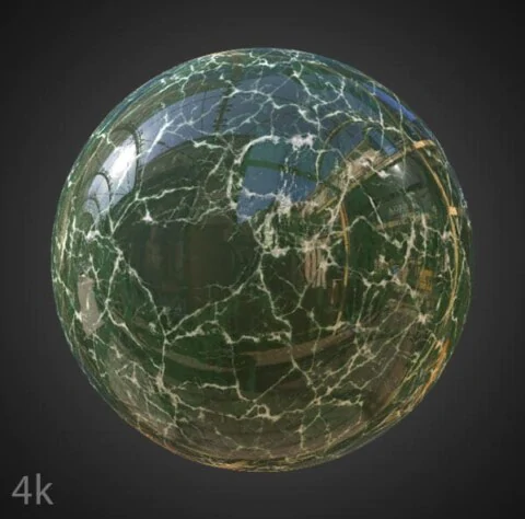 High-resolution, hyperrealistic Green marble PBR material with for detailed 3D object texturing. HD and 4K textures included. Free download.