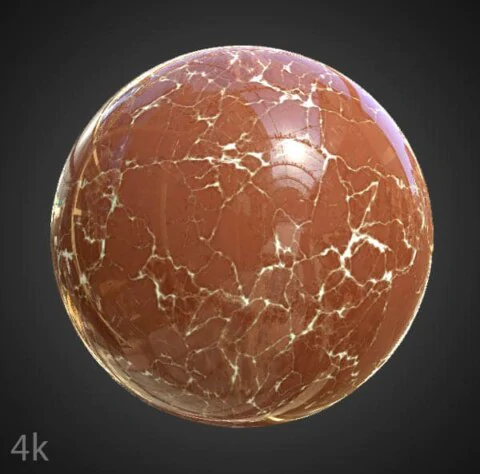 High-resolution, hyperrealistic Red marble PBR material with for detailed 3D object texturing. HD and 4K textures included. Free download.