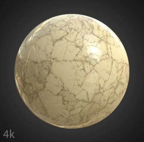 High-resolution, hyperrealistic Yellow marble PBR material with for detailed 3D object texturing. HD and 4K textures included. Free download.